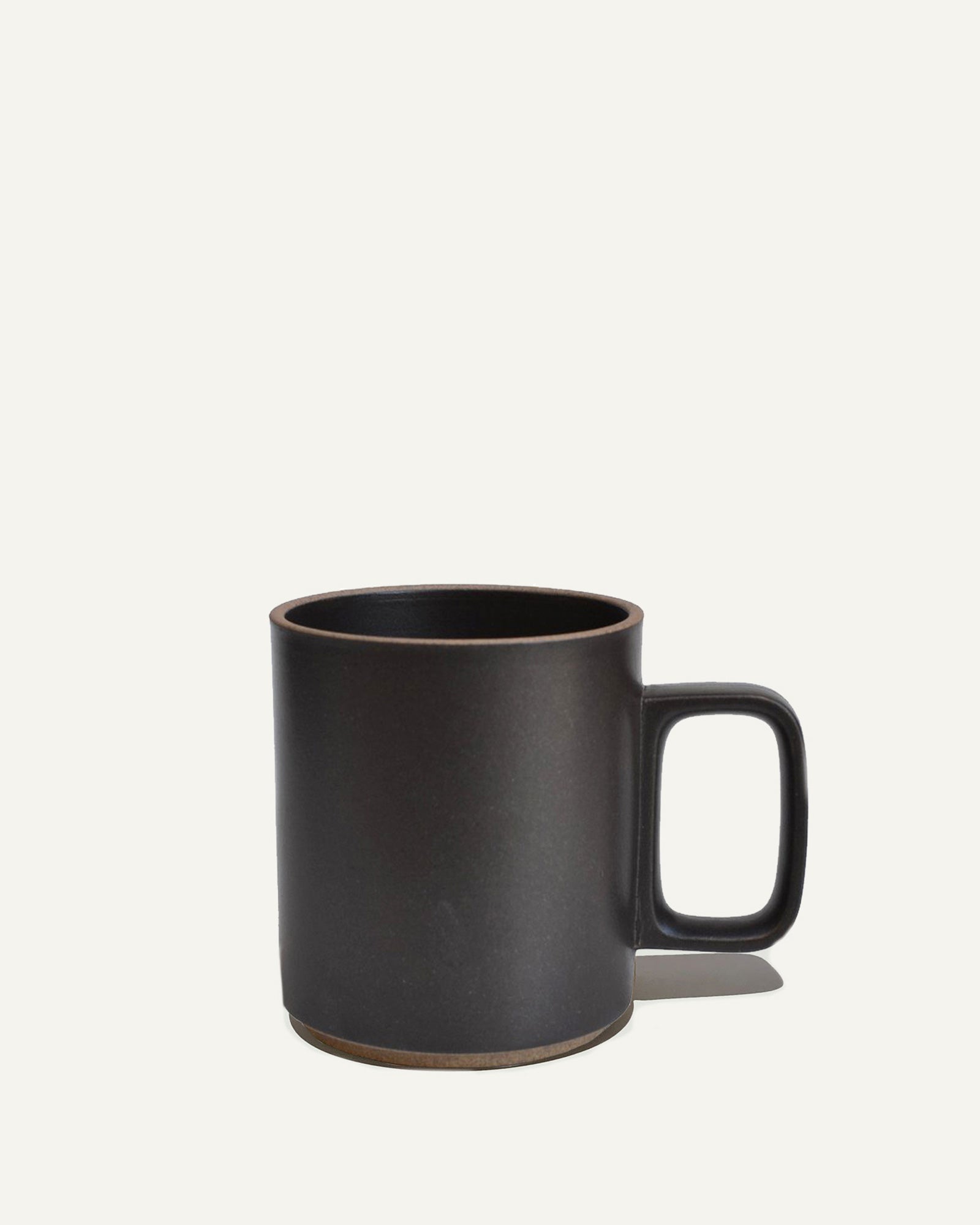 A black ceramic mug by Hasami for Canyon Coffee