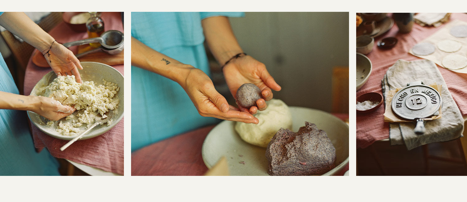 Artist April Valencia making Masa Memory Tortillas at home in California