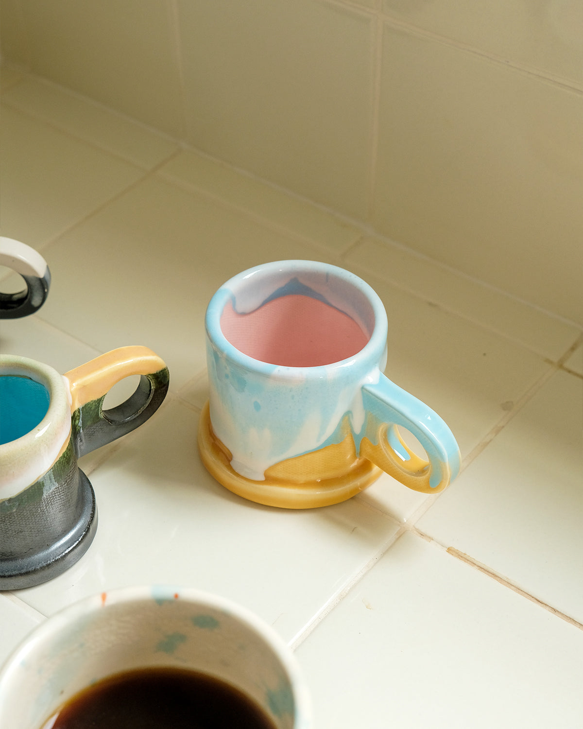 Orange Turquoise Dip Cortado Cup by Peter Shire