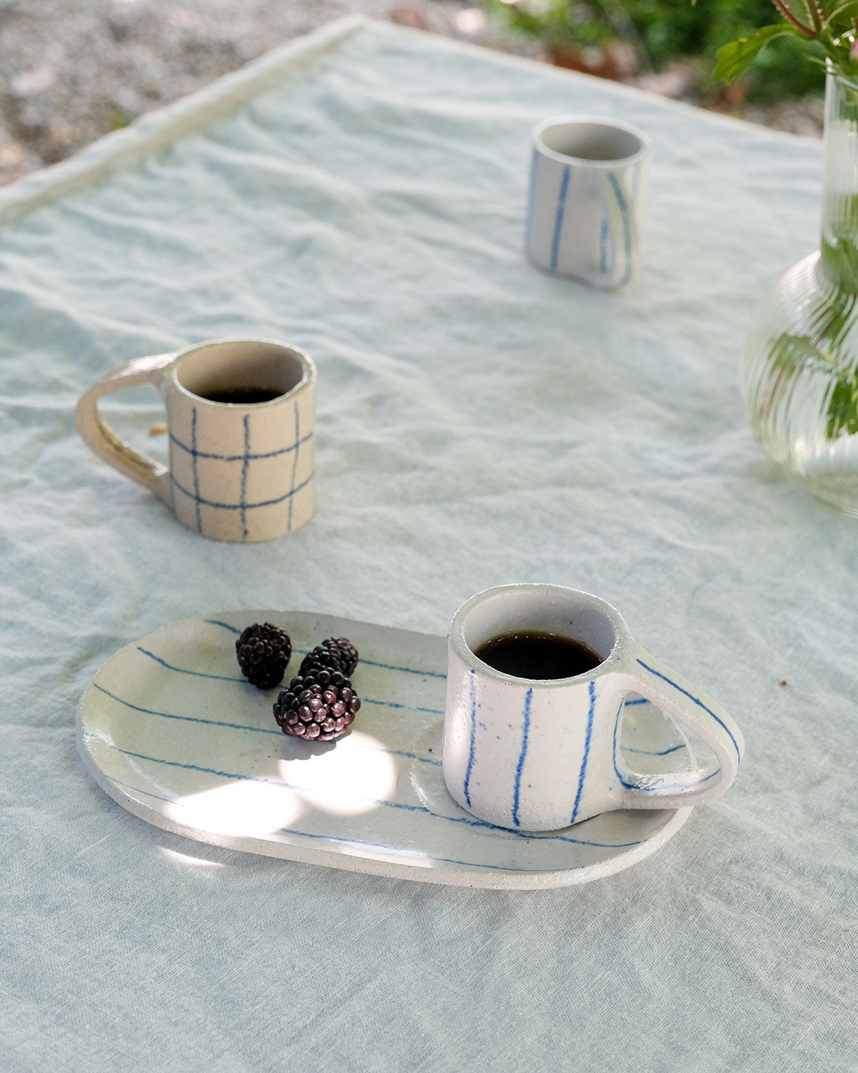 Super Ceramics Striped Espresso Cup + Tray