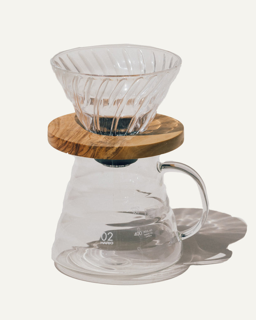 Glass range and wood + olivewood V60 pour over set by Canyon Coffee