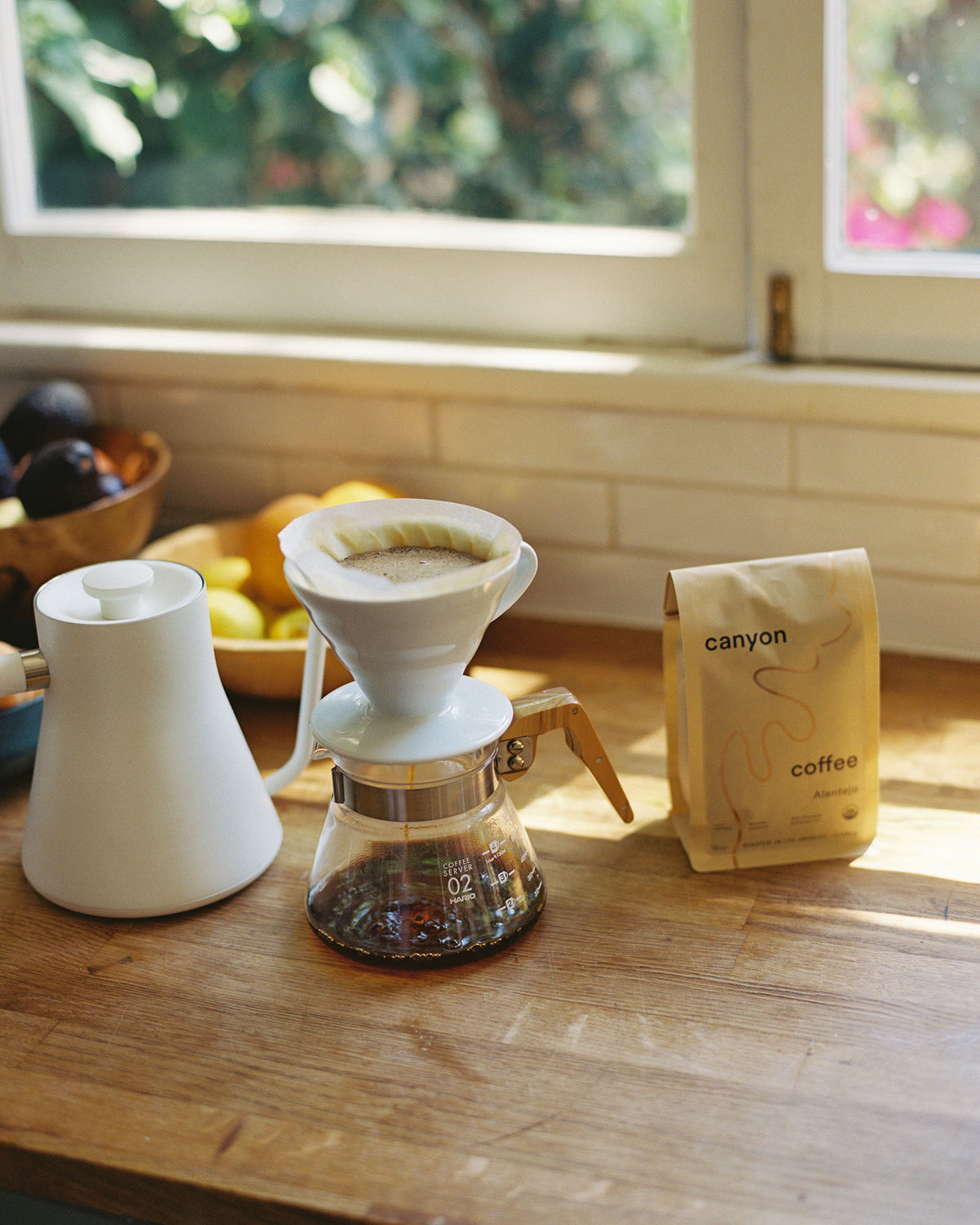 Glass & Wood Coffee Pour Over